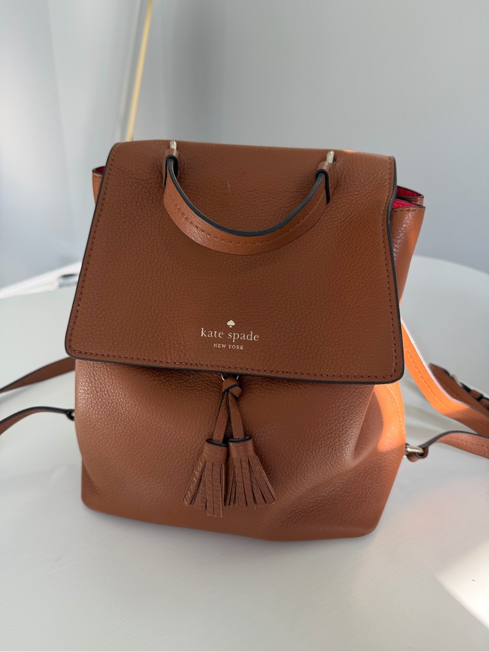 kate spade Brown Leather Tassel Backpack
